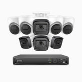 H300 - 2K 3MP 16 Channel PoE Security System with 4 Bullet & 4 Turret Cameras, EXIR 2.0 Night Vision, Motion Detection, H.265+, IP67 Waterproof